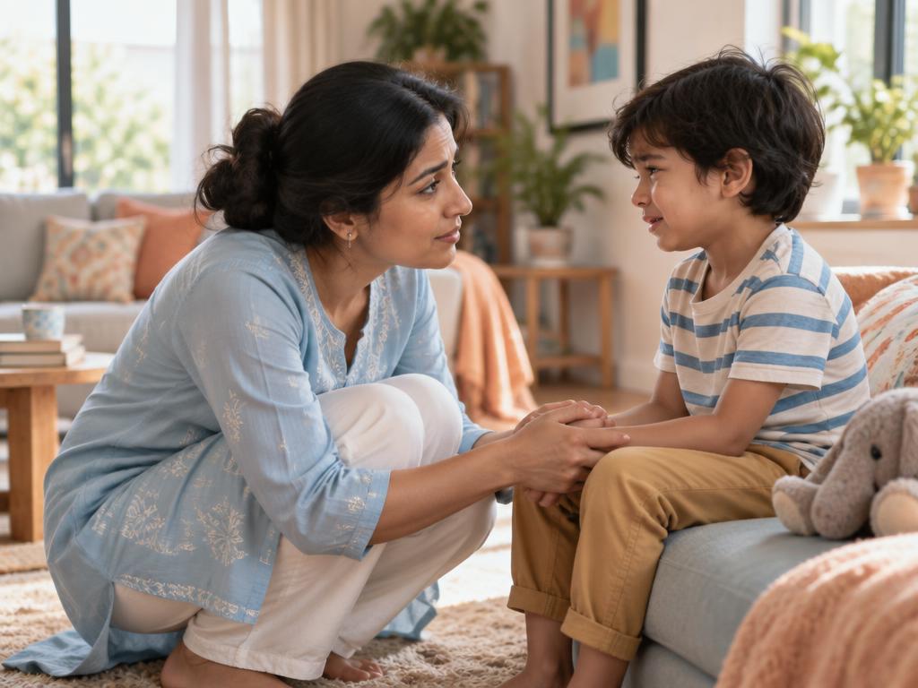 Parent listening closely to a child